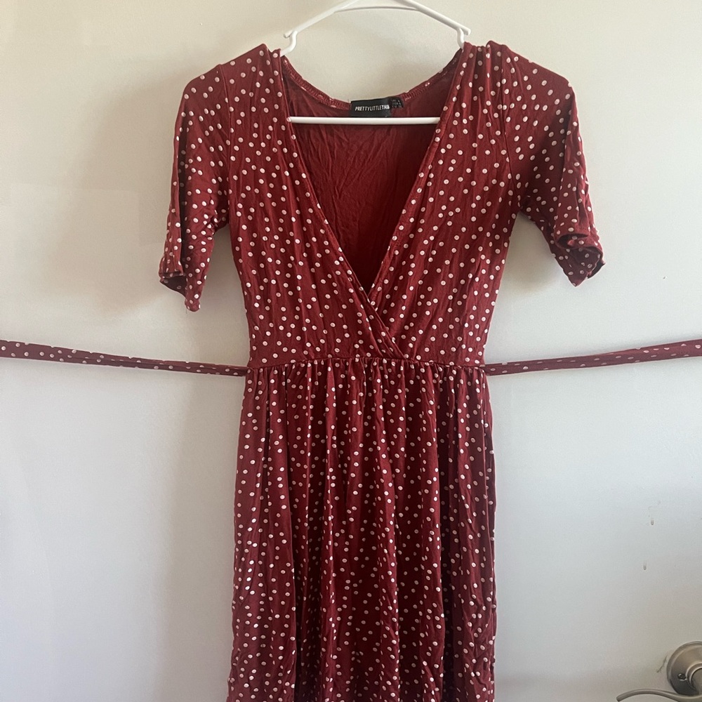 Polka Dot Wrap Dress in Red